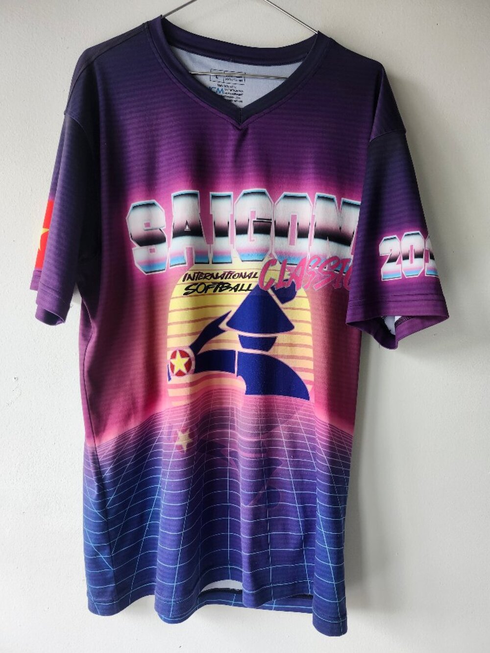 Saigon International Softball Short Sleeve Shirt Unisex Bright 80s 90s Graphics